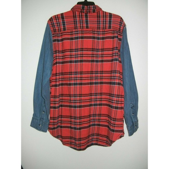 Modern Amusement Men's Shirt Size Large Casual Plaid Button Down Flannel Denim - Picture 3 of 5